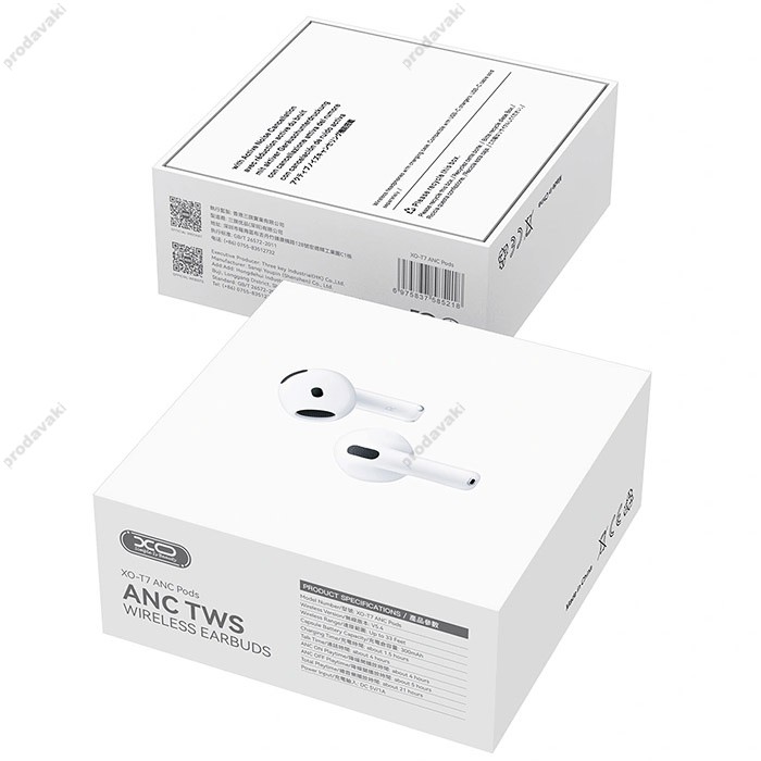 Бездротові Bluetooth навушники XO T7 ANC Pods 6th Generation Noise Cancelling BT 5.4 White